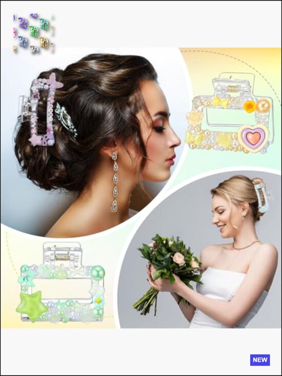 DIY Hair Claw Clips Kit 6 Acrylic Barrettes with Decorations for Party Crafting main image 5